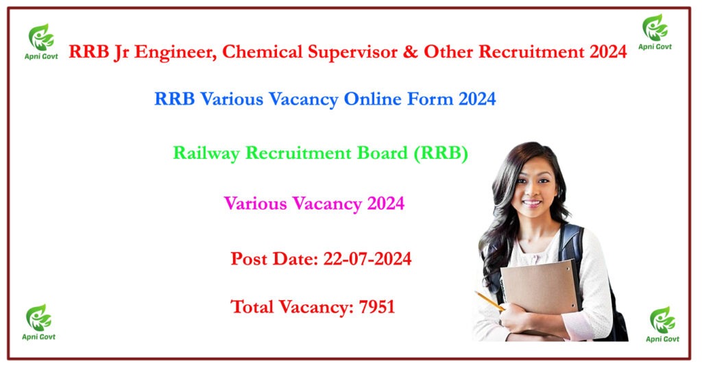 RRB Jr Engineer, Chemical Supervisor & Other Recruitment 2024 – Apply Online for 7951 Posts