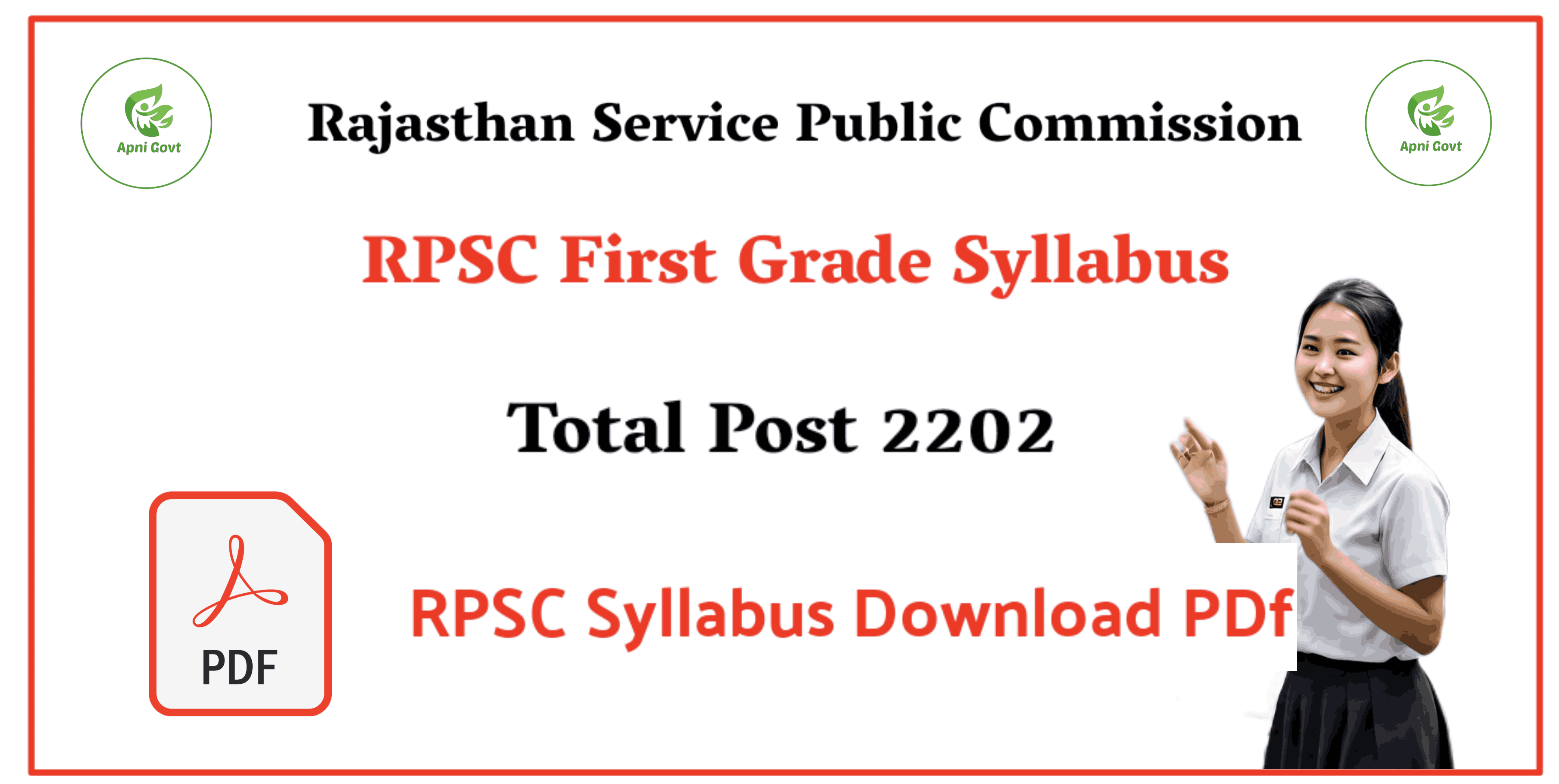 RPSC FIRST GRADE VACANCY 2024 SYLLABUS