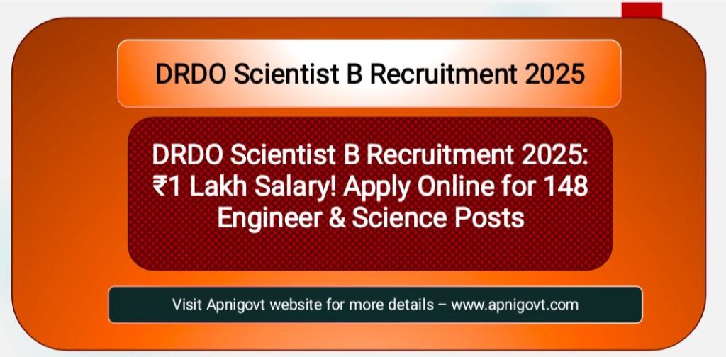 drdo scientists B recruitment 2025