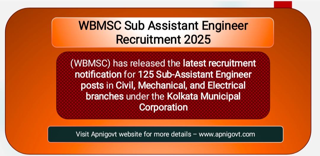 wbmsc sub assistant engineer recruitment 2025